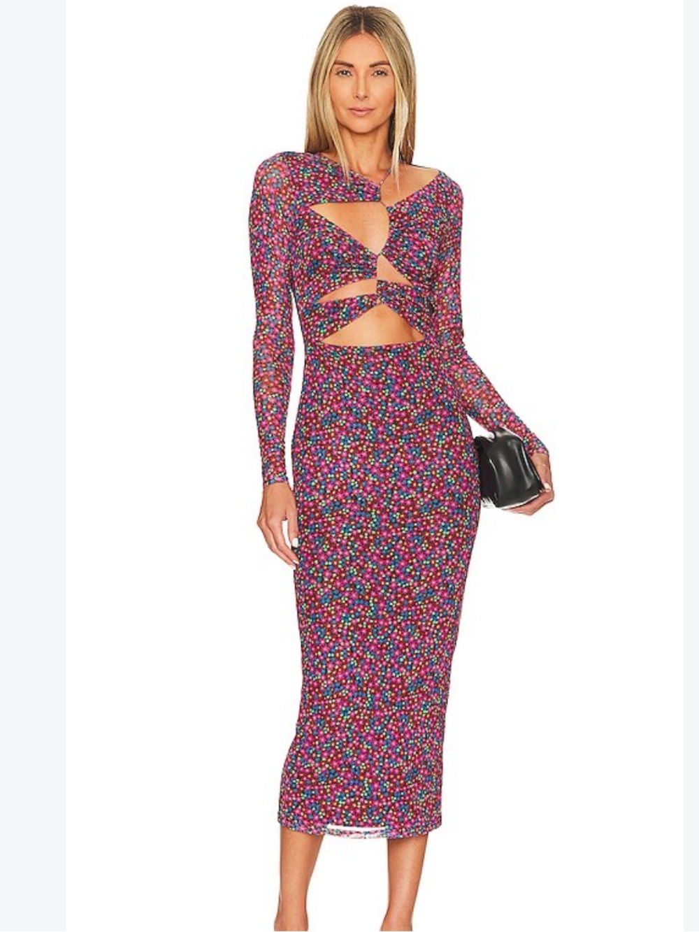 AFRM Ronda Dress Asymmetrical Ditsy Floral